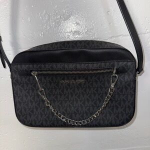 Michael Kors Black Crossbody Bag with Chain Detail